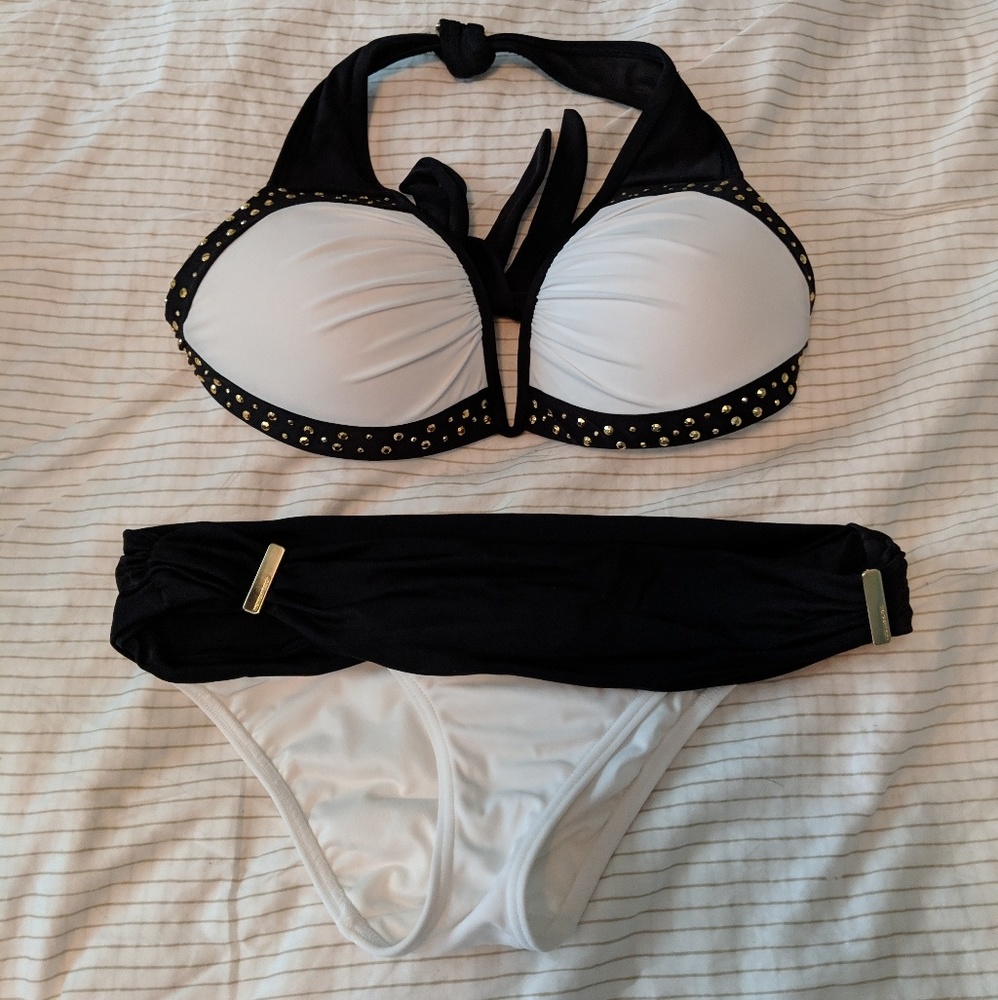 Victorias secret black and white bikini